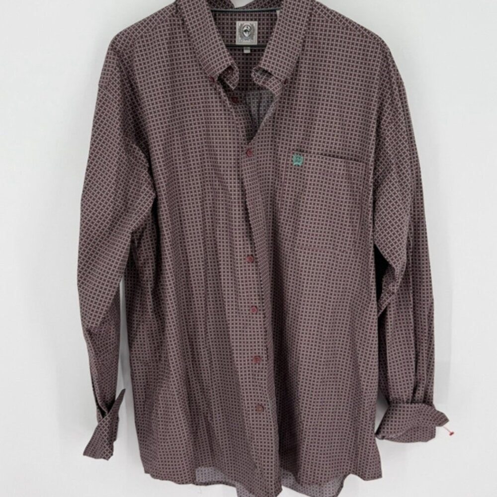Cinch Geometric Print Men’s Long Sleeve Shirt Size XL
